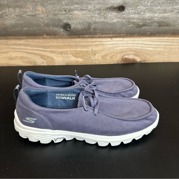 Skechers Women's Go Walk Chukka Shoes Blue Air Cooled Goga Mat Slip On Size 8.5 - Picture 4 of 9